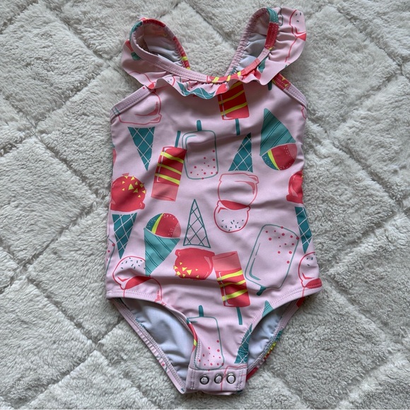 Carter's | Pink Ice Cream Flutter Sleeve One Piece Swimsuit | Size 18 Months - Picture 3 of 6